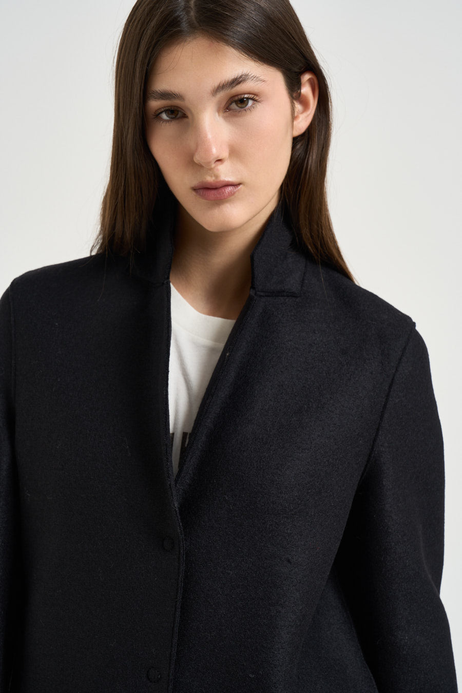 Cappotto donna coocun midi nero AE1301 BLACK HARRIS WHARF LONDON 