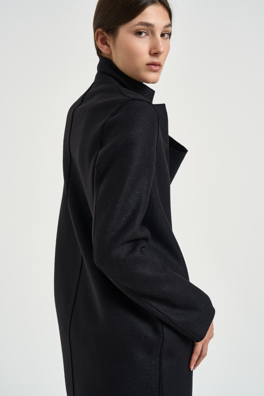 Cappotto donna coocun midi nero AE1301 BLACK HARRIS WHARF LONDON 