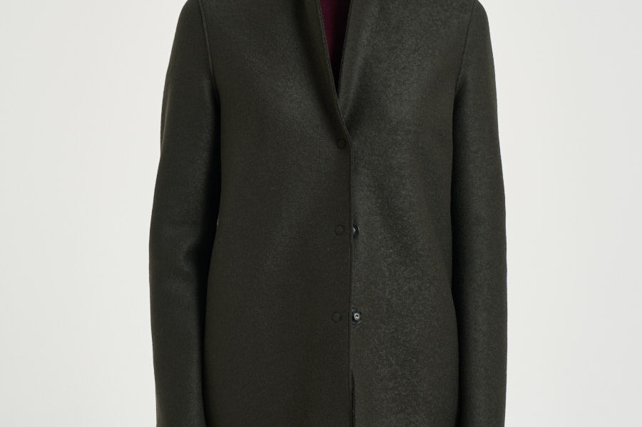 Cappotto donna midi monopetto verde militare AE1301 DARKKHAKI HARRIS WHARF LONDON 