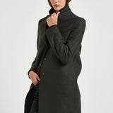 Cappotto donna midi monopetto verde militare AE1301 DARKKHAKI HARRIS WHARF LONDON 