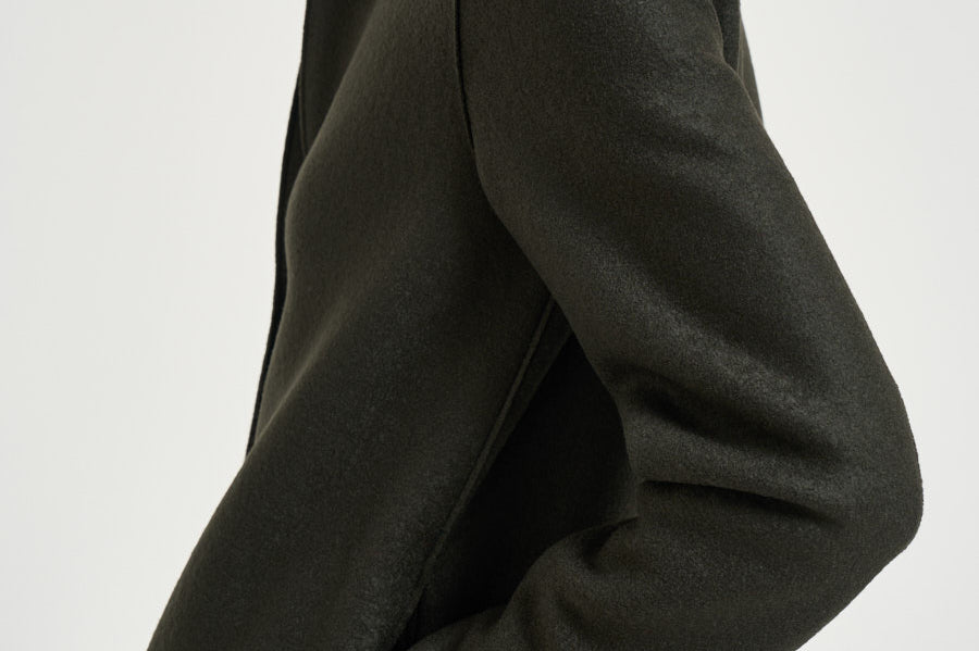 Cappotto donna midi monopetto verde militare AE1301 DARKKHAKI HARRIS WHARF LONDON 