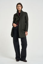 Cappotto donna coocun midi verde militare AE1301 DARKKHAKI HARRIS WHARF LONDON 