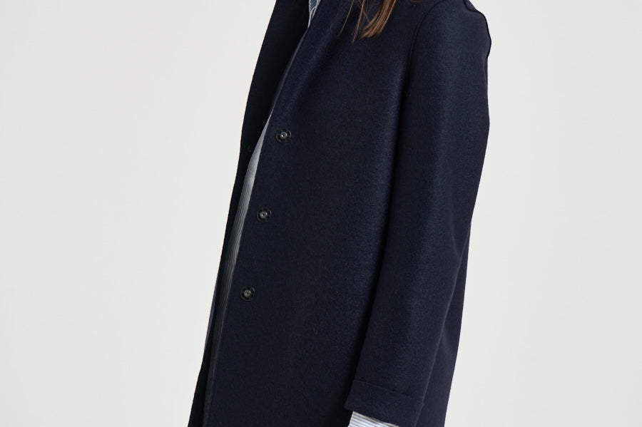 Cappotto donna Coocun midi blu notte AE1301 NAVYBLUE HARRIS WHARF LONDON 