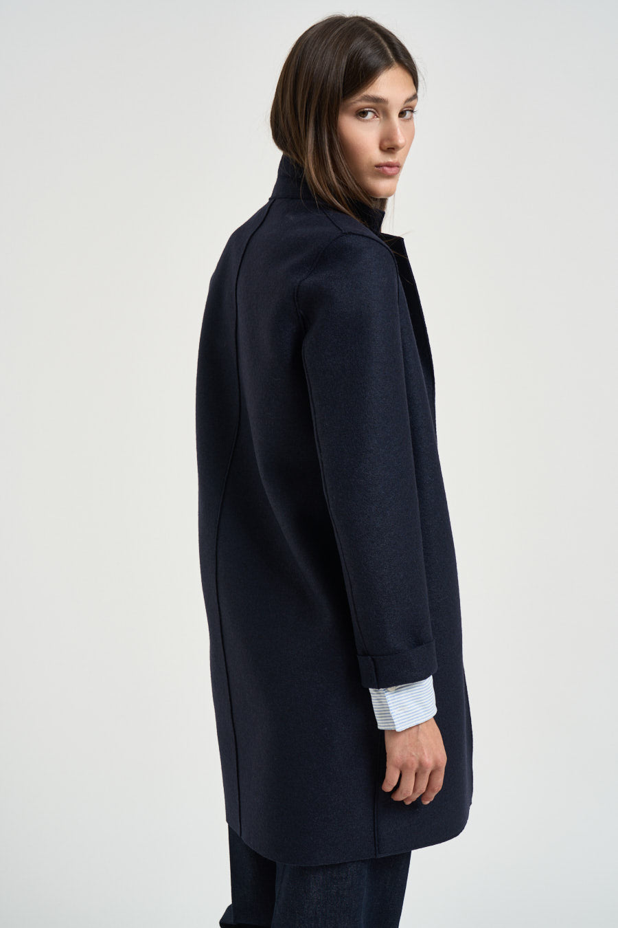 Cappotto donna Coocun midi blu notte AE1301 NAVYBLUE HARRIS WHARF LONDON 