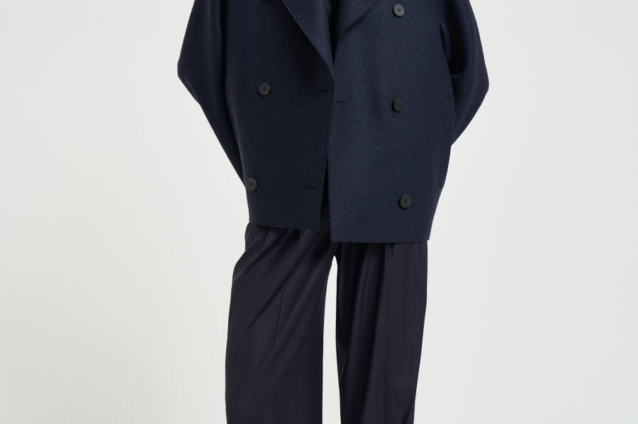 Cappotto donna over peacoat blu notte AG2482 NAVYBLUE HARRIS WHARF LONDON 