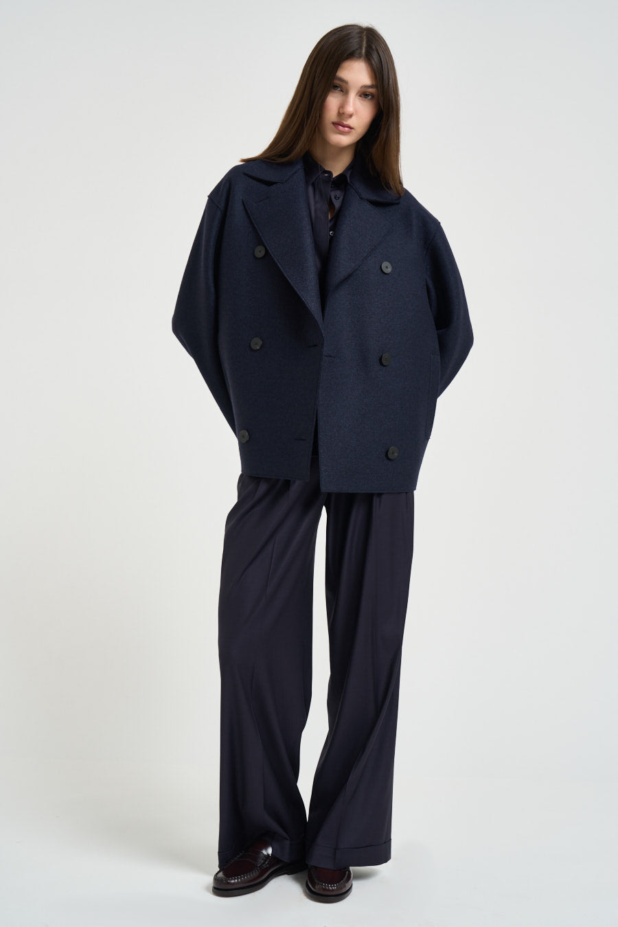 Caban donna over blu notte AG2482 NAVYBLUE HARRIS WHARF LONDON 
