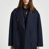 Cappotto donna over peacoat blu notte AG2482 NAVYBLUE HARRIS WHARF LONDON 