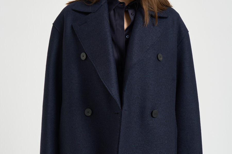Cappotto donna over peacoat blu notte AG2482 NAVYBLUE HARRIS WHARF LONDON 
