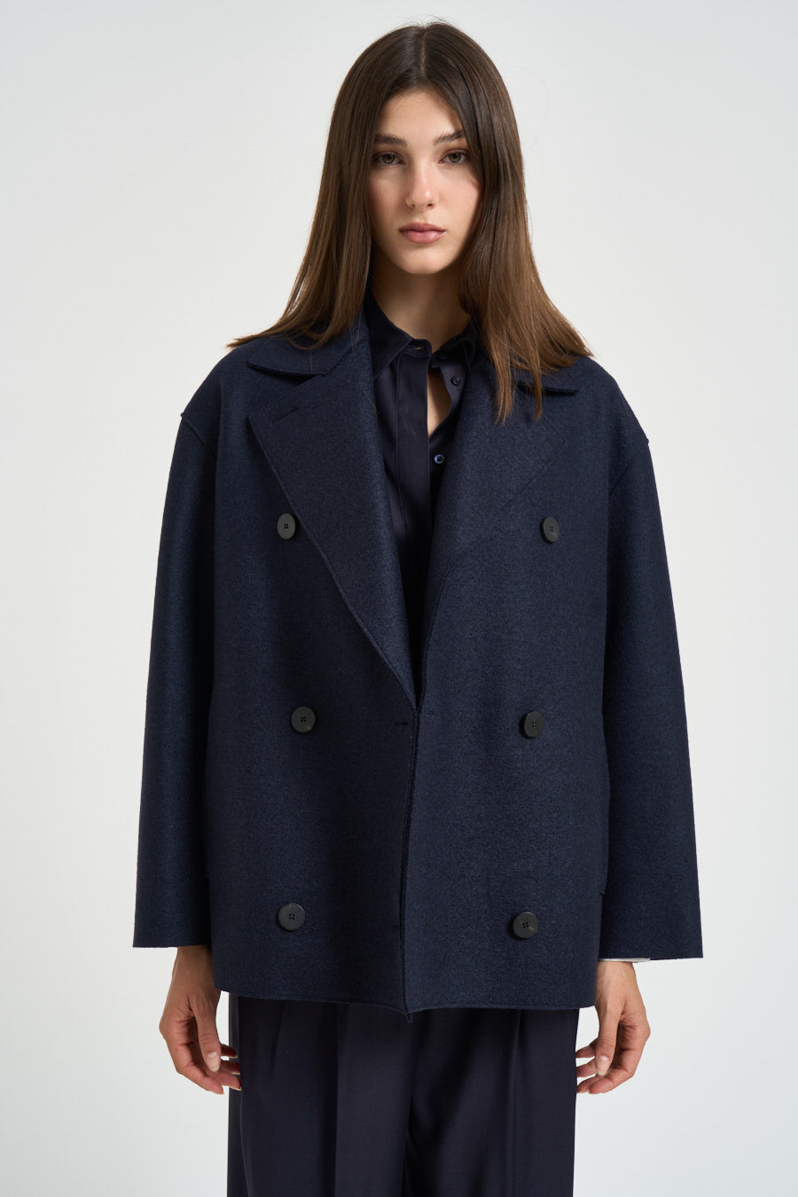 Caban donna over blu notte AG2482 NAVYBLUE HARRIS WHARF LONDON 