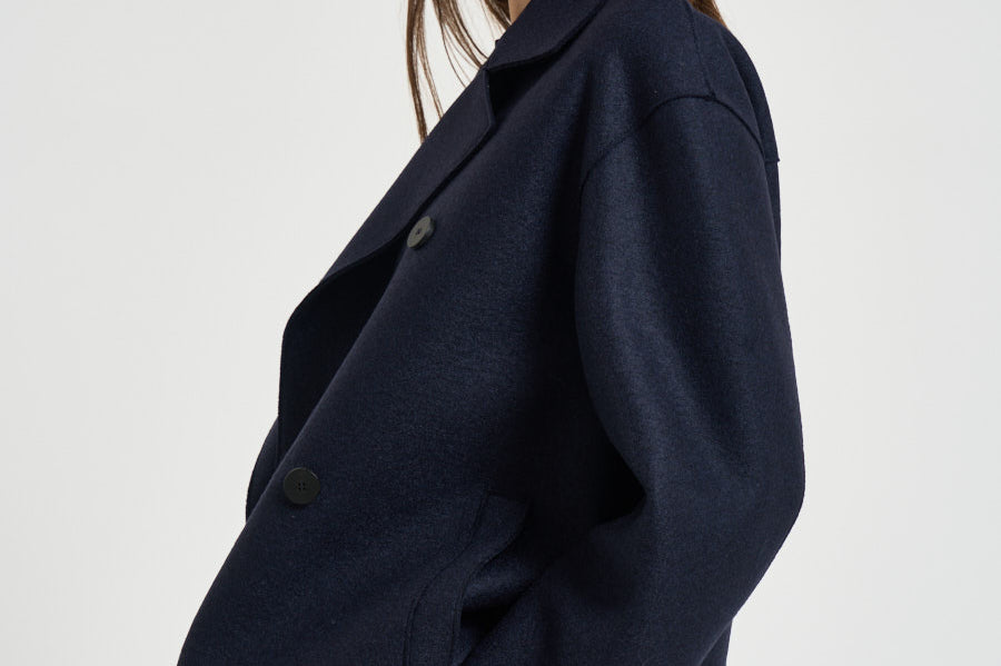 Cappotto donna over peacoat blu notte AG2482 NAVYBLUE HARRIS WHARF LONDON 