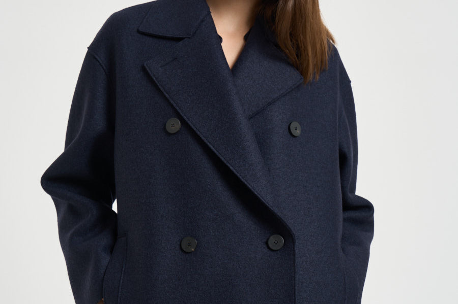 Cappotto donna over peacoat blu notte AG2482 NAVYBLUE HARRIS WHARF LONDON 