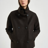 Cappotto donna corto doppiopetto fondente AG2484 DARKBROWN HARRIS WHARF LONDON 