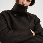 Cappotto donna corto doppiopetto fondente AG2484 DARKBROWN HARRIS WHARF LONDON 