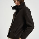 Cappotto donna corto doppiopetto fondente AG2484 DARKBROWN HARRIS WHARF LONDON 