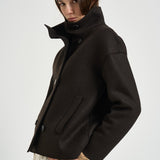 Cappotto donna corto doppiopetto fondente AG2484 DARKBROWN HARRIS WHARF LONDON 