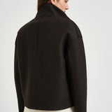 Cappotto donna corto doppiopetto fondente AG2484 DARKBROWN HARRIS WHARF LONDON 