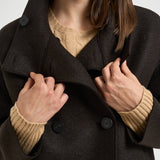Cappotto donna corto doppiopetto fondente AG2484 DARKBROWN HARRIS WHARF LONDON 