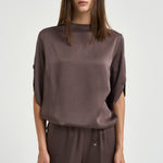 Blusa donna satinata marrone BL00018DR 127278810 HERNO 