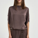 Blusa donna satinata marrone BL00018DR 127278810 HERNO 