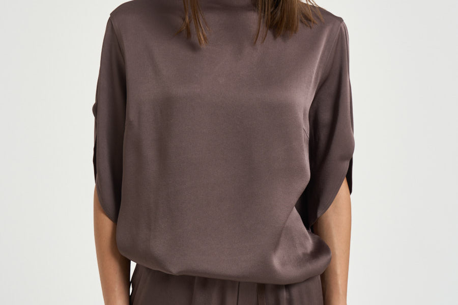 Blusa donna satinata marrone BL00018DR 127278810 HERNO 