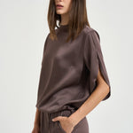 Blusa donna satinata marrone BL00018DR 127278810 HERNO 