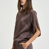 Blusa donna satinata marrone BL00018DR 127278810 HERNO 