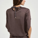 Blusa donna satinata marrone BL00018DR 127278810 HERNO 