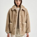 Giacca donna in ecopelliccia beige GC000600D 127391985 HERNO 