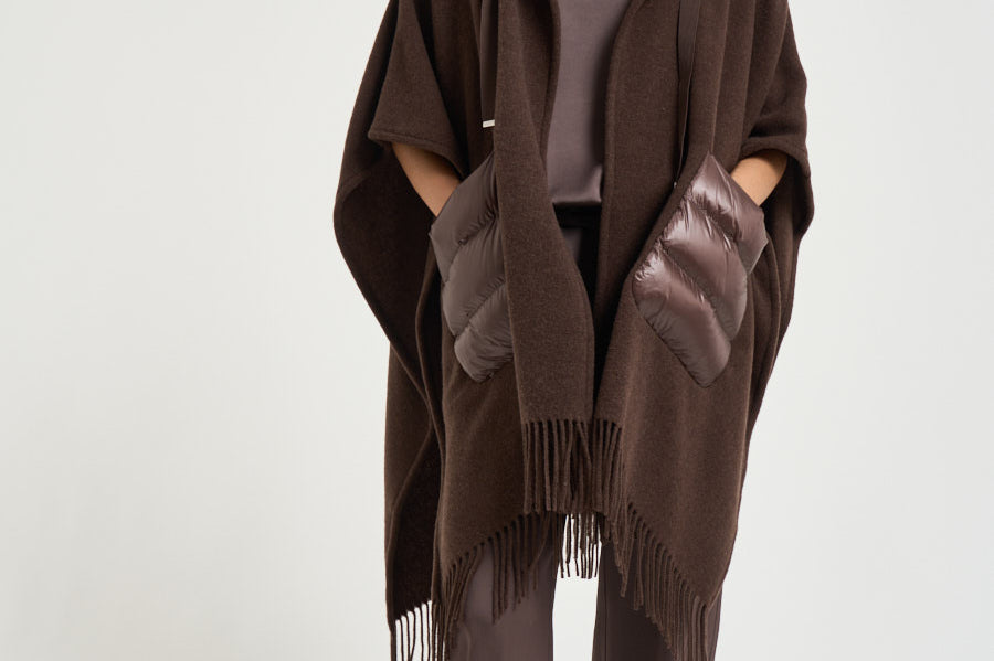 Poncho donna in lana warmy marrone GC00066DR 333958810 HERNO 