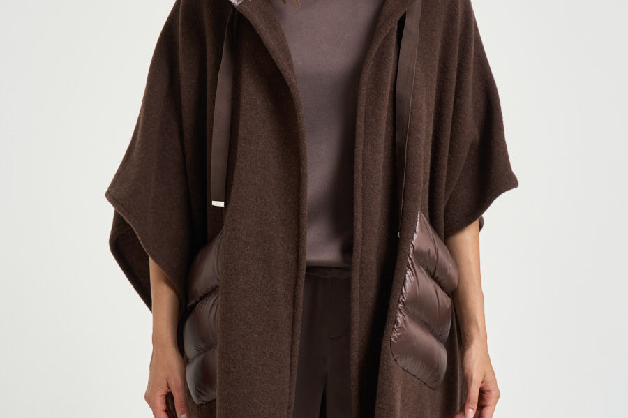 Poncho donna in lana warmy marrone GC00066DR 333958810 HERNO 