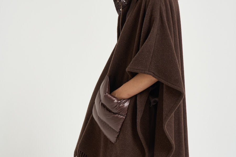 Poncho donna in lana warmy marrone GC00066DR 333958810 HERNO 