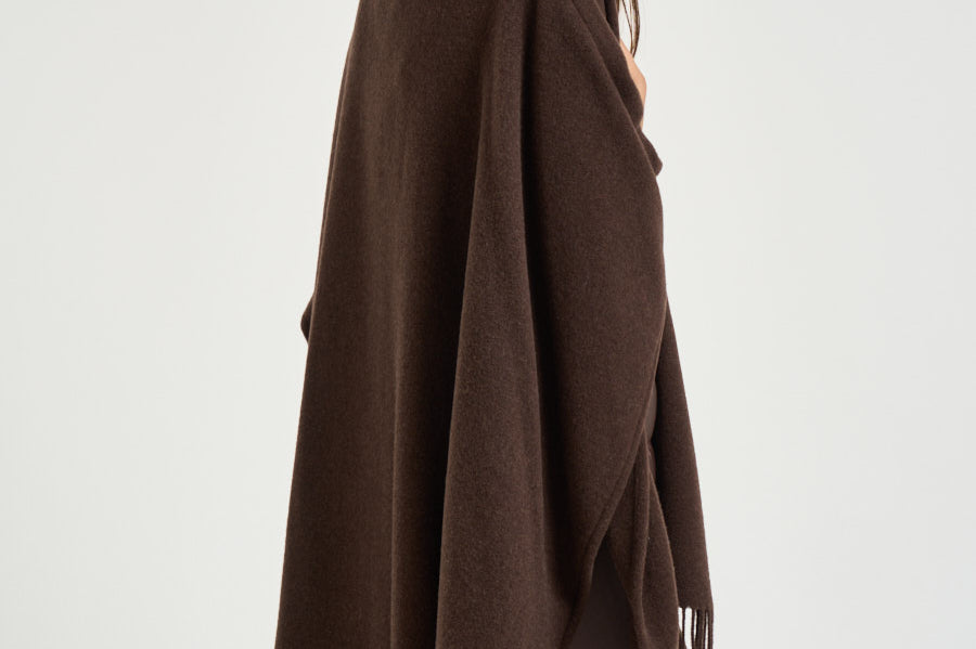 Poncho donna in lana warmy marrone GC00066DR 333958810 HERNO 