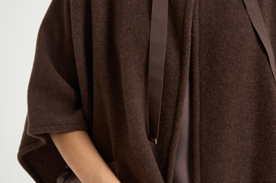 Poncho donna in lana warmy marrone GC00066DR 333958810 HERNO 