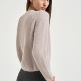 Maglia donna tricot a costine tortora MG000254D 703601985 HERNO 