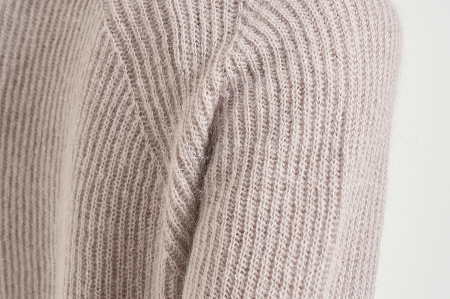 Maglia donna tricot a costine tortora MG000254D 703601985 HERNO 