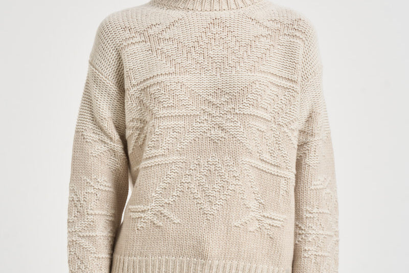 Maglia donna con ricami beige MG000258D 703811985 HERNO 