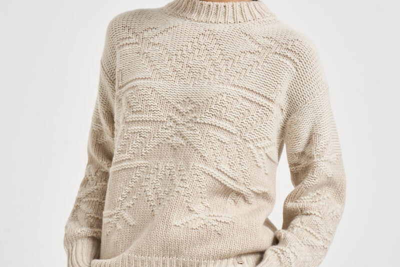 Maglia donna con ricami beige MG000258D 703811985 HERNO 