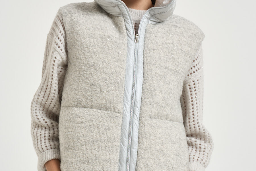 Gilet donna imbottito grigio mèlange PI00173DR 334949404 HERNO 