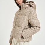 Piumino donna corto beige mélange PI00187DR 334941985 HERNO 