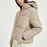 Piumino donna corto beige mélange PI00187DR 334941985 HERNO 