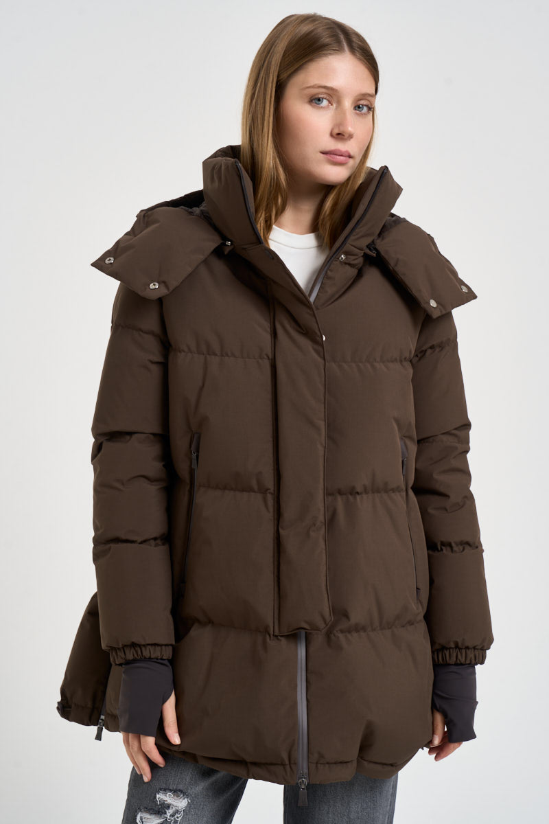 Piumino donna Laminar lungo marrone PI002047D 128408815 HERNO 