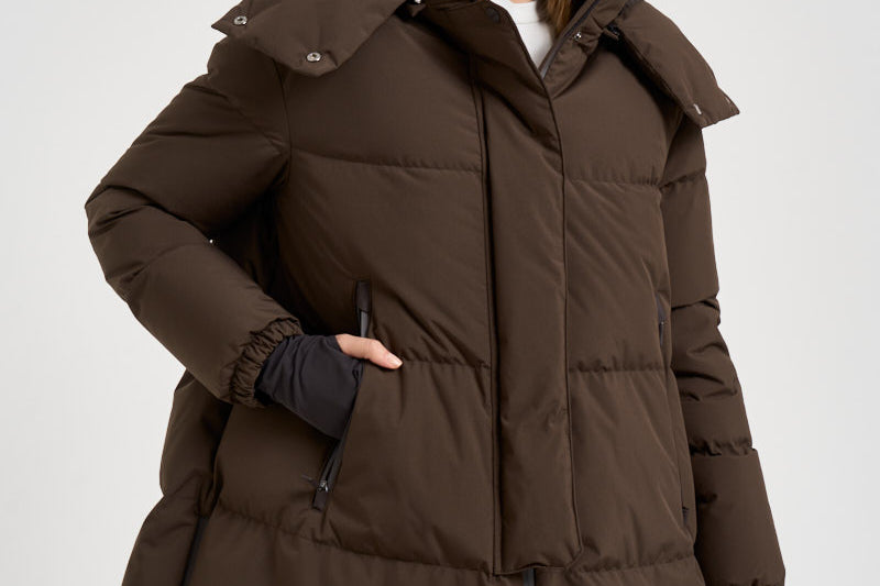 Piumino donna Laminar lungo marrone PI002047D 128408815 HERNO 