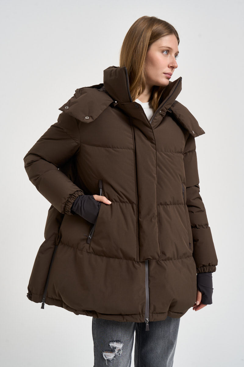 Piumino donna Laminar lungo marrone PI002047D 128408815 HERNO 