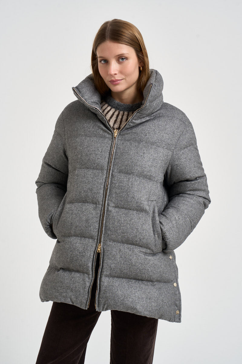 Piumino donna imbottito midi grigio mélange PI002293D 380879430 HERNO 