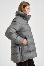 Piumino donna imbottito midi grigio mélange PI002293D 380879430 HERNO 