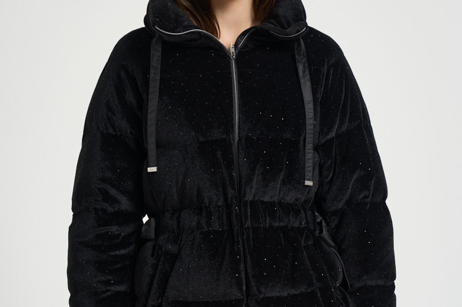 Piumino donna in velluto nero PI002317D 129409300 HERNO 