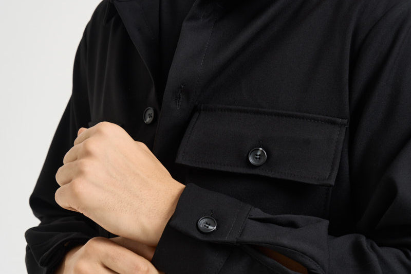 Camicia uomo con tasche a patta nera C1I9MBV NERO IMPERIAL 