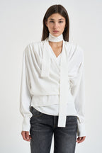 Blusa donna Bliss con nastro sul collo bianca BLISS CLOUD IRO 