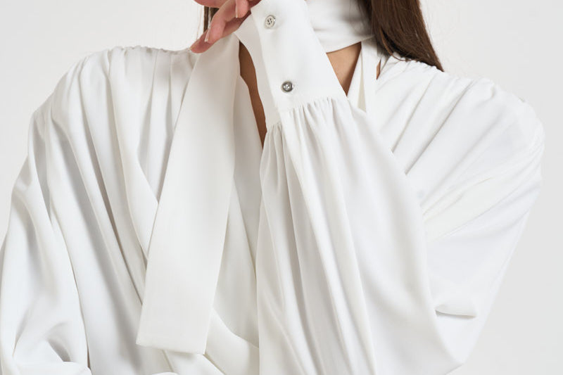 Blusa donna Bliss con nastro sul collo bianca BLISS CLOUD IRO 