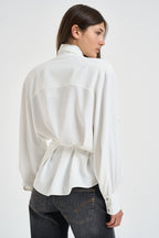 Blusa donna Bliss con nastro sul collo bianca BLISS CLOUD IRO 